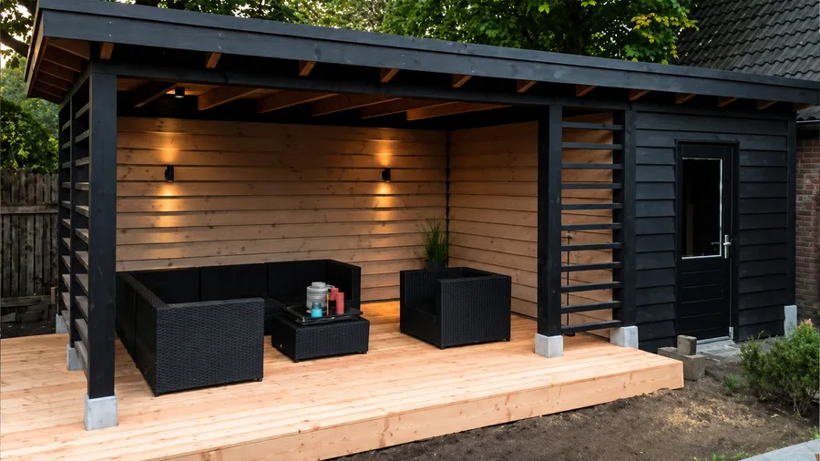 Vrijstaande veranda in Douglas hout, KM Project N°. 001
